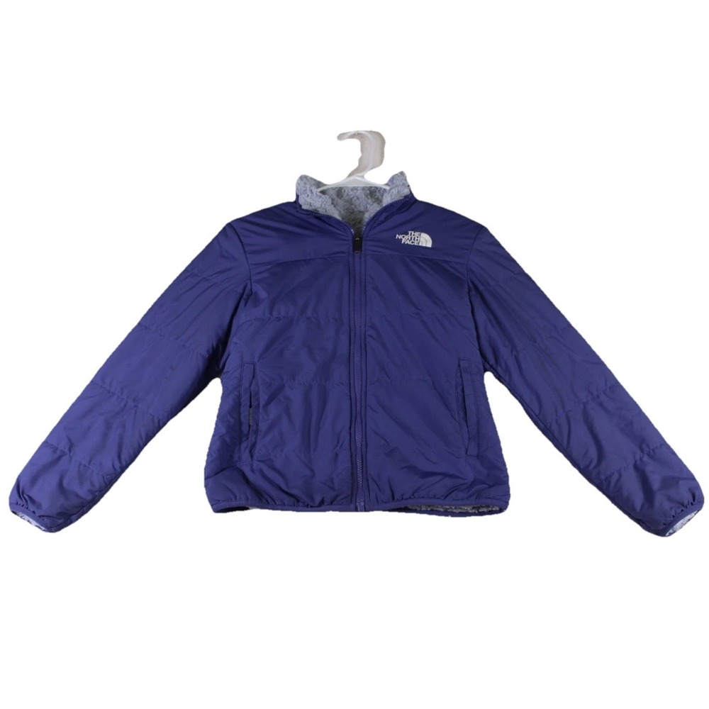 The North Face Reversible Mossbud Jacket Girls L Blue Winter Full Zip Outdoor
